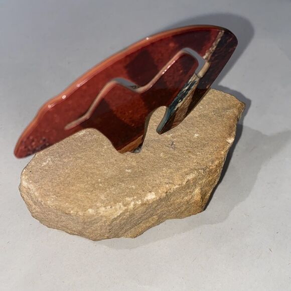 Southwestern Zuni Bear Petroglyph On Sandstone Base Metal Paperweight - Picture 6 of 8